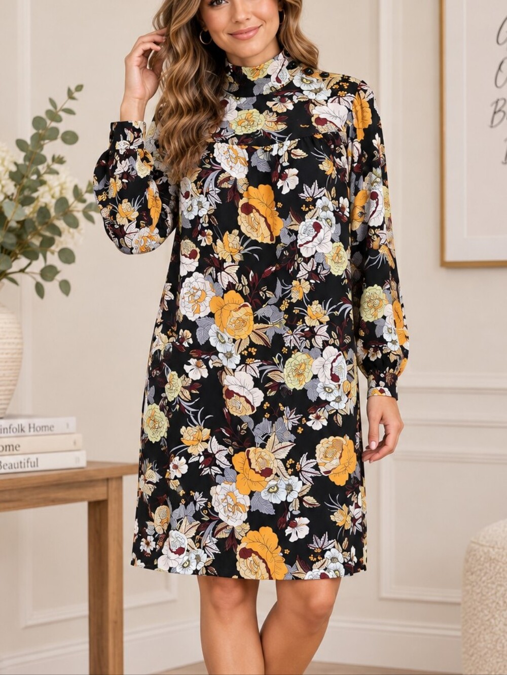Who What Wear Floral Knee-Length Dress – Size Large